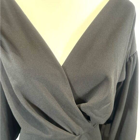 Missguided plus black long sleeve wrap belted midi dress size 18 NWT - Picture 7 of 12